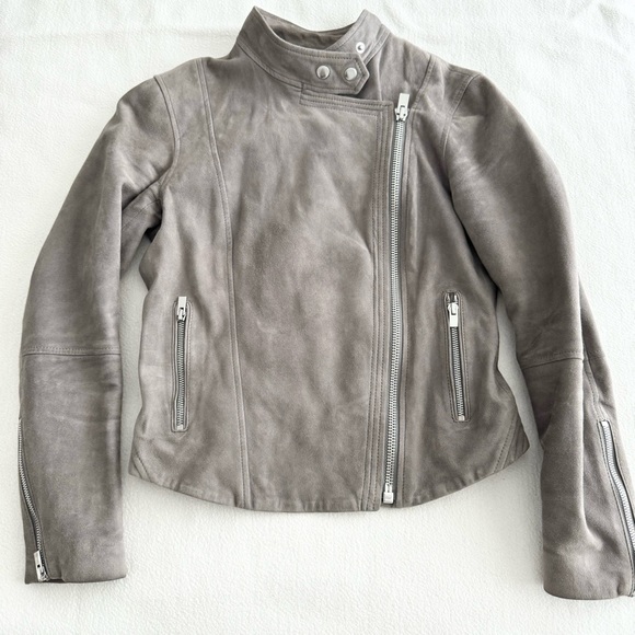 Club Monaco Collection Grey Suede Moto Jacket S - Picture 2 of 16